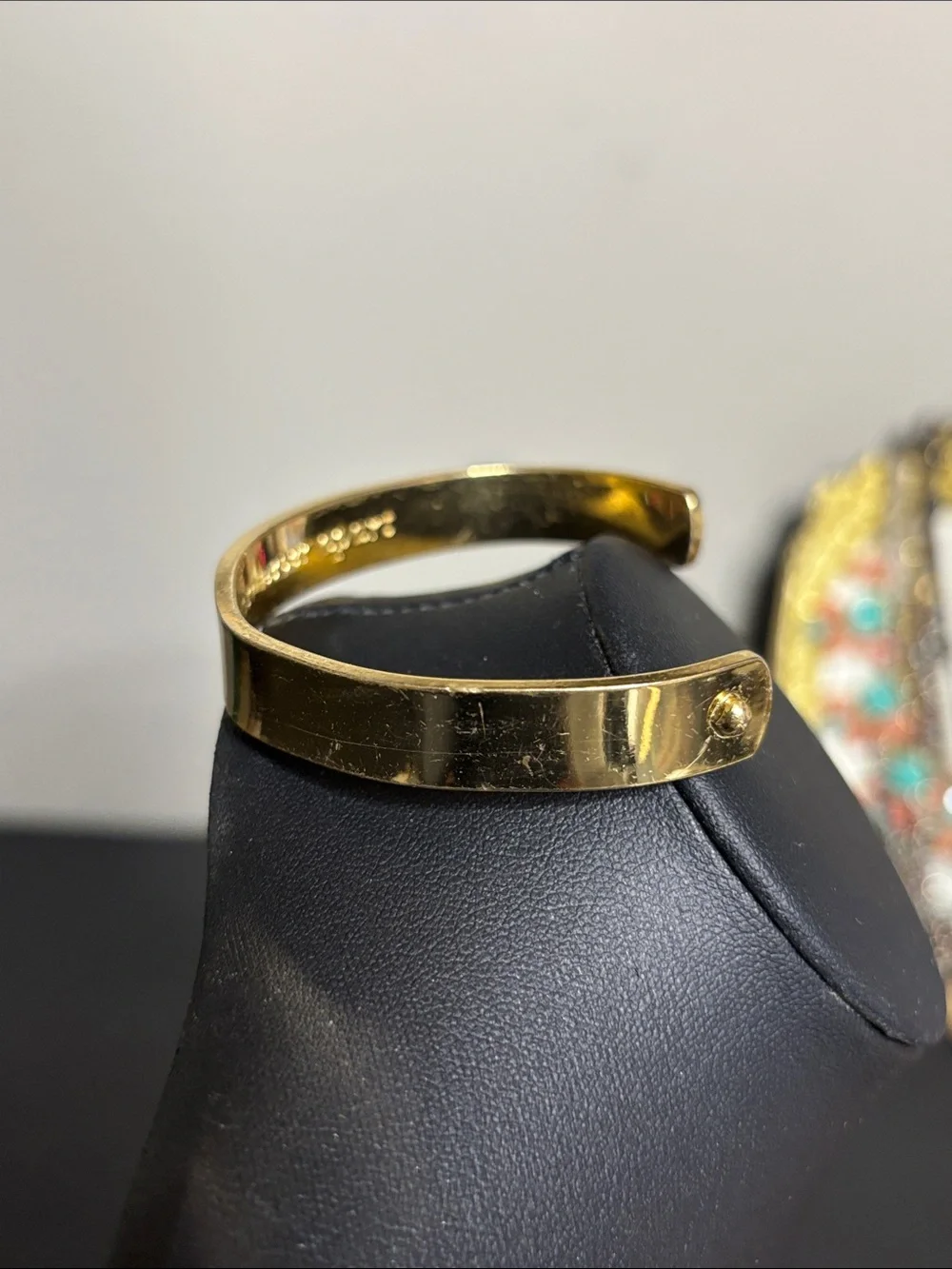Kate Spade Gold Tone Open Cuff Bracelet Inspirational Engraving